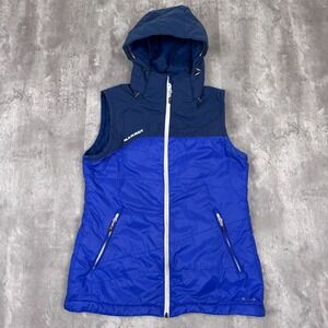 Mammut Belalp Vest Womens Medium Blue Full Zip Hooded Ski Outdoors Rich Snow
